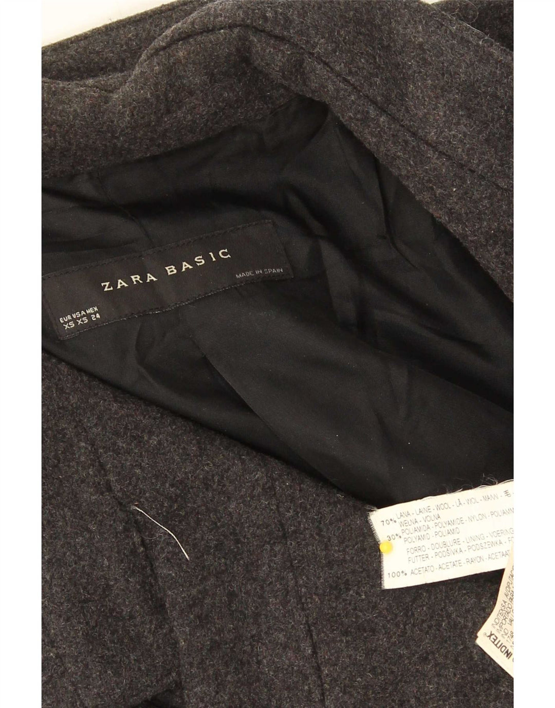 Zara Womens Pea Coat UK 6 XS Sort Uld