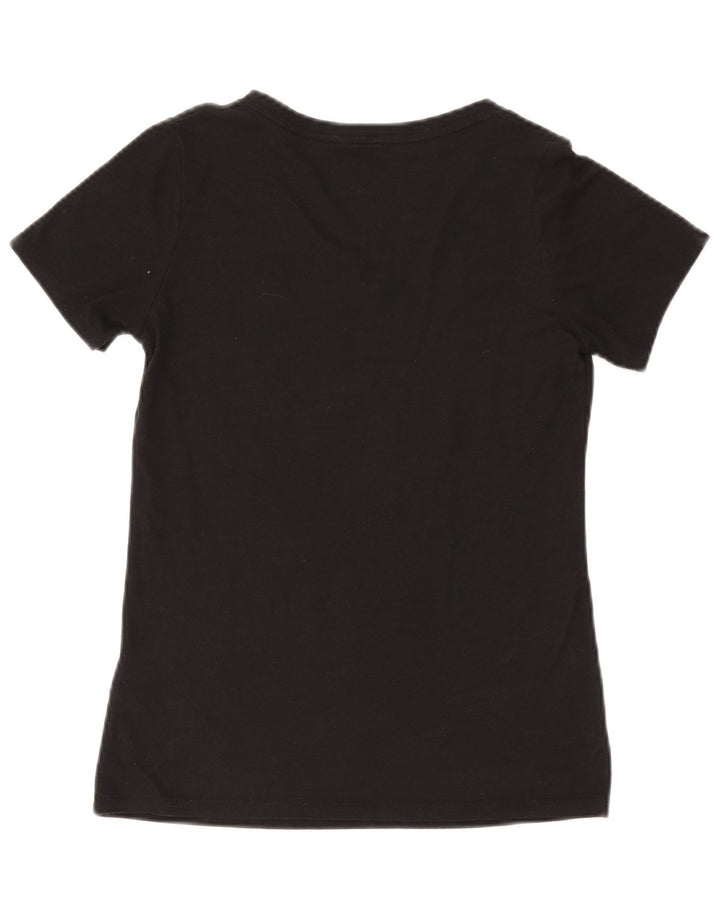 NIKE Dame atletisk snit grafisk T-shirt top UK 10 Lille sort polyester