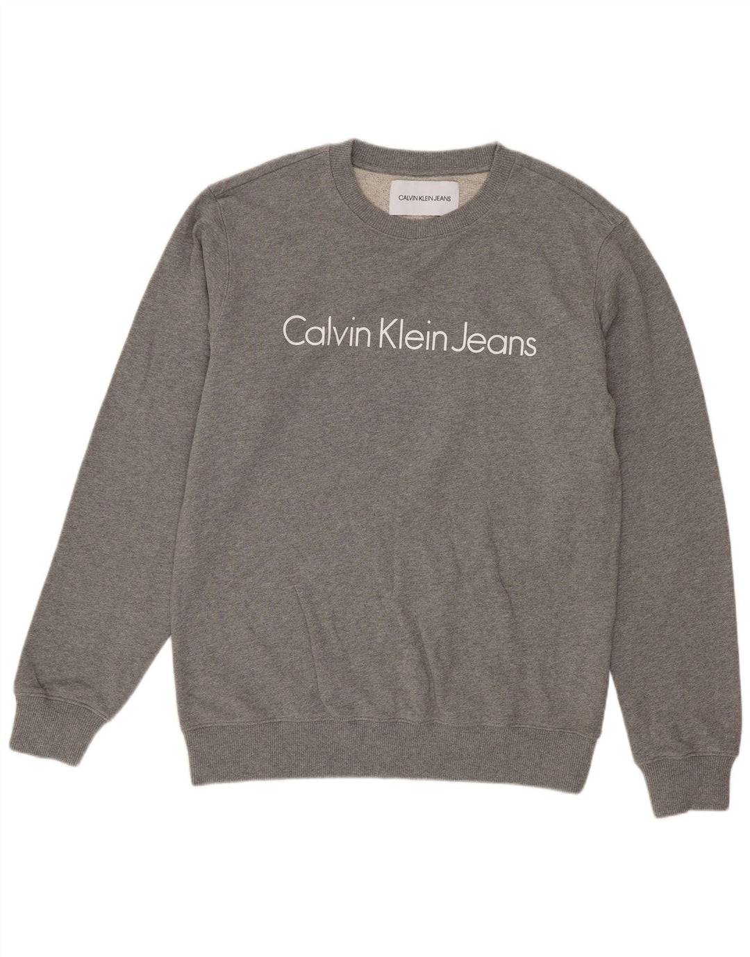 Calvin Klein Jeans Herre Grafisk Sweatshirt Jumper Medium Grå Bomuld