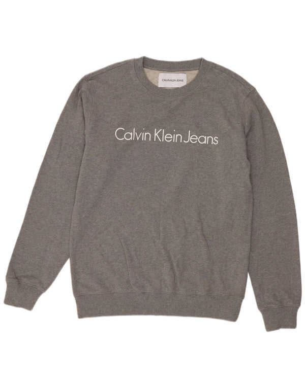 Calvin Klein Jeans Herre Grafisk Sweatshirt Jumper Medium Grå Bomuld