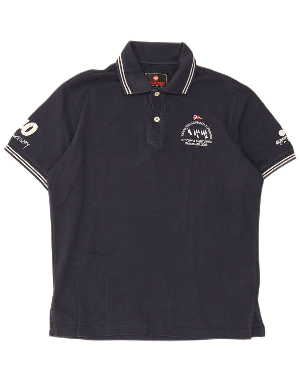 Murphy & Nye Herre grafisk poloshirt Medium marineblå bomuld