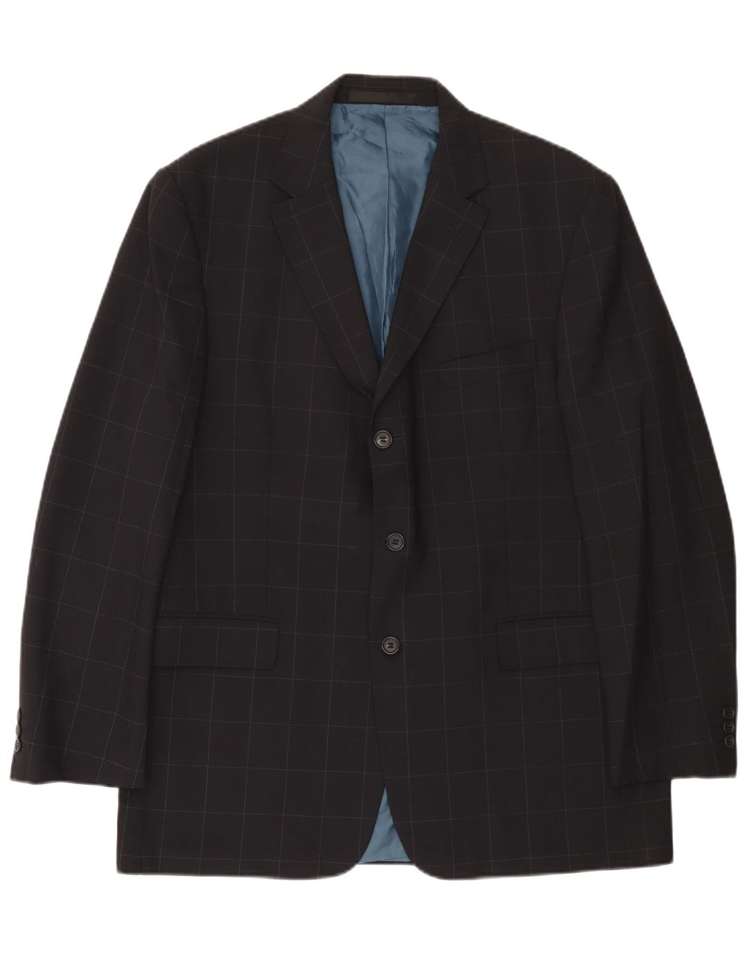 Marks & Spencer Herre 3 Button Blazer Jacket UK 42 Large Navy Blue Check