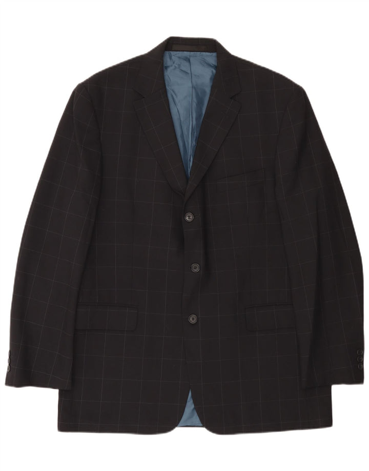 Marks & Spencer Herre 3 Button Blazer Jacket UK 42 Large Navy Blue Check