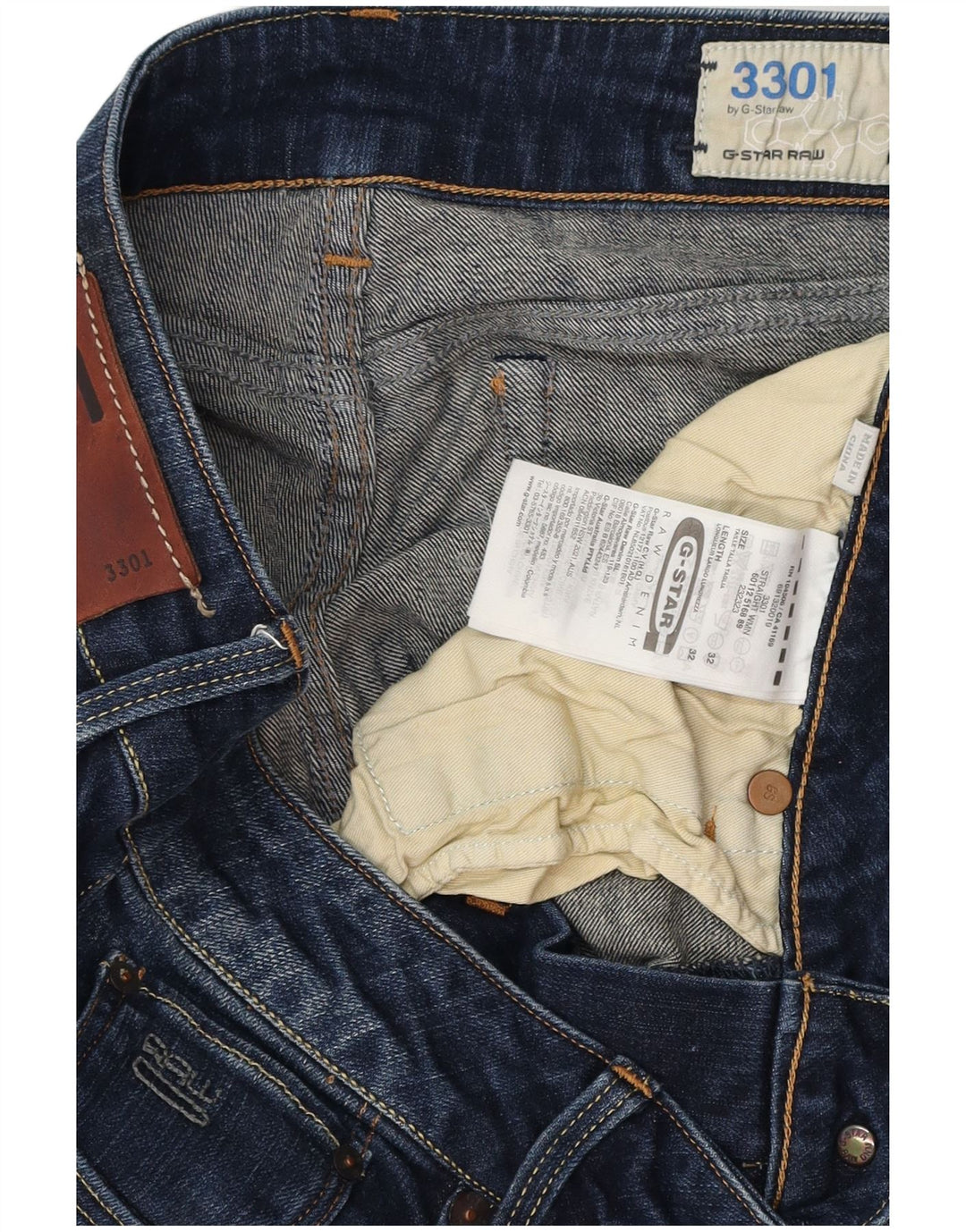 G-STAR Dame 3301 Straight Jeans W32 L32 Blå Bomuld