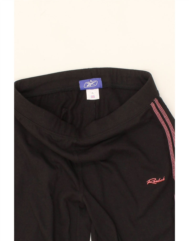 REEBOK Girls Tracksuit Trousers 13-14 Years Large Black Polyester Vintage Reebok and Second-Hand Reebok from Messina Hembry 