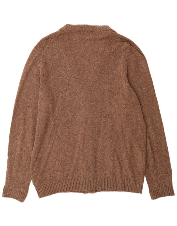 Marks & Spencer Herre Cardigan Sweater Stor Brun Uld