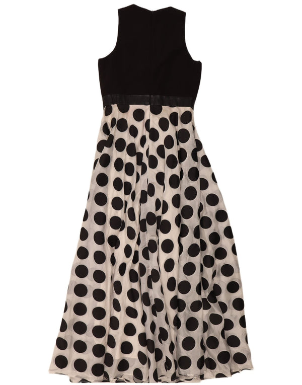 COAST Womens Sleeveless Maxi Dress UK 12 Medium White Polka Dot Polyester