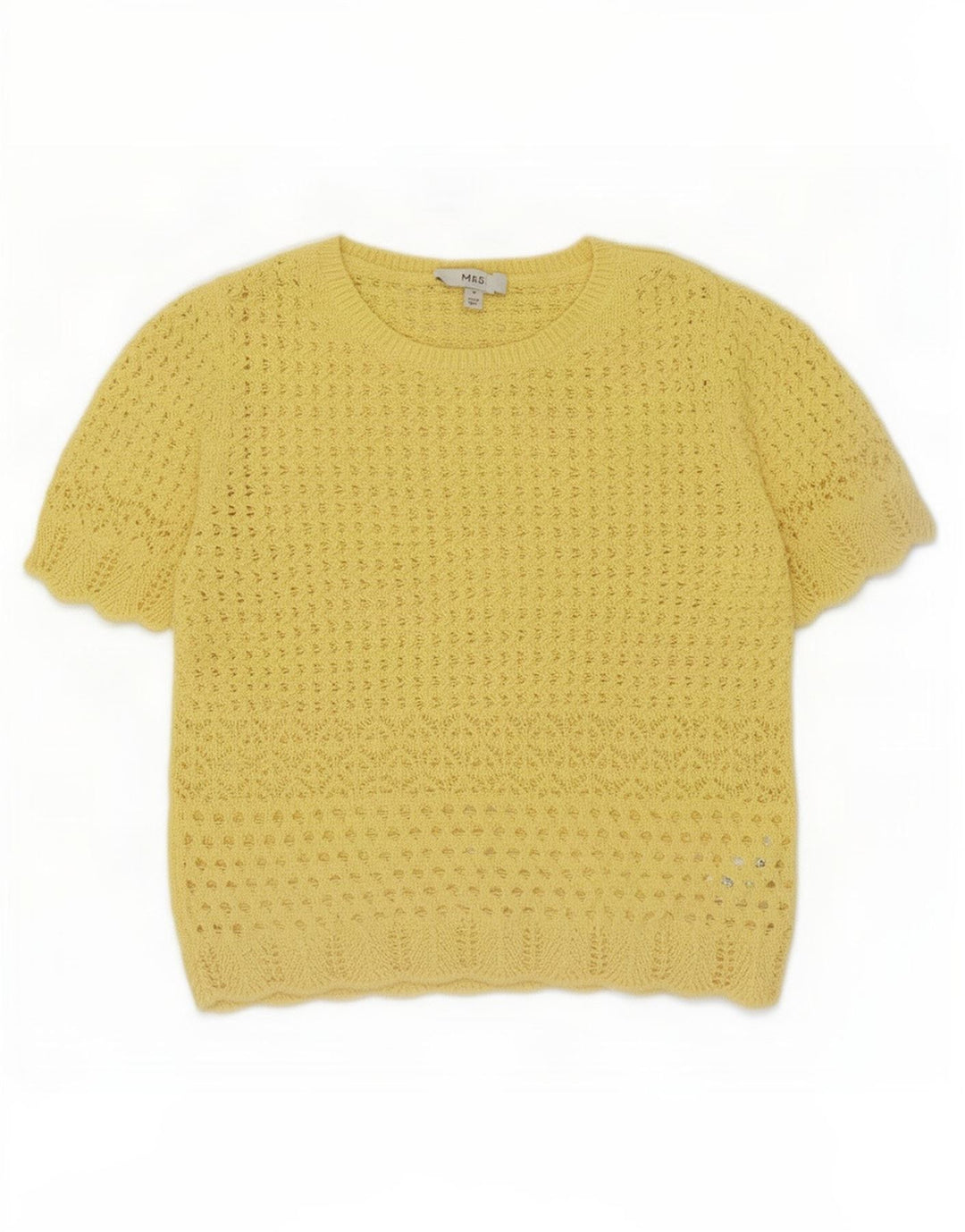 Marks & Spencer Hæklet bluse top UK 12 Medium Gul Polyester