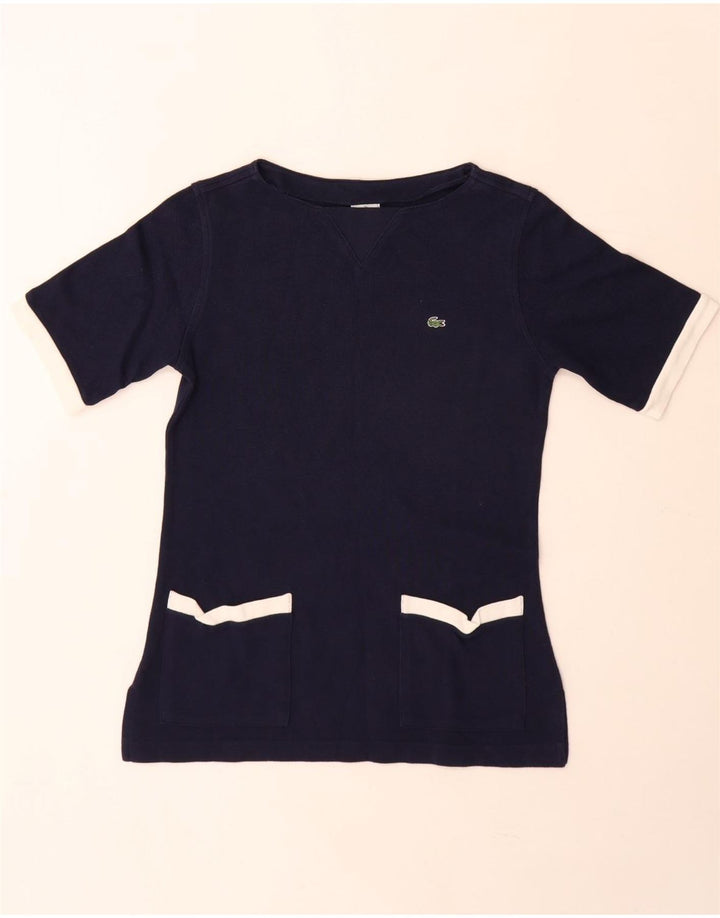 Lacoste T-shirt top til kvinder Størrelse 39 Medium Marineblå Colourblock Bomuld