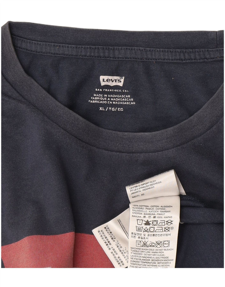 Levi's Herre grafisk T-shirt top XL marineblå bomuld