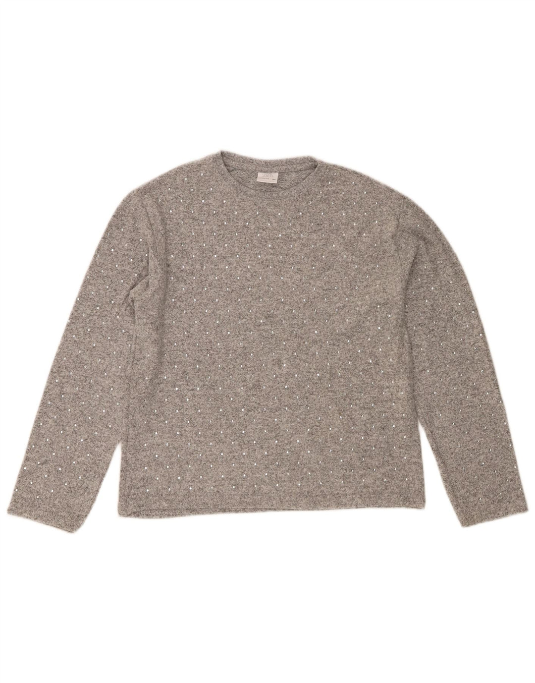 Zara Girls Crew Neck Jumper Sweater 11-12 År Grå Polyester