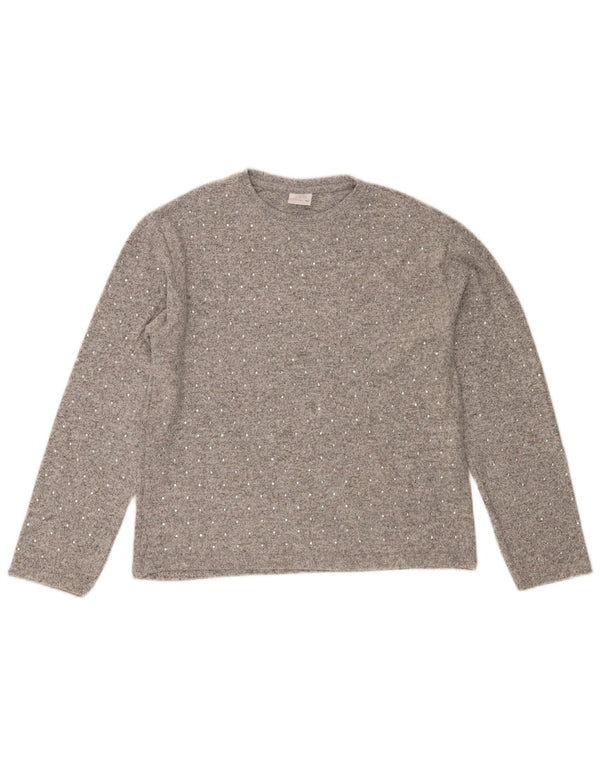 Zara Girls Crew Neck Jumper Sweater 11-12 År Grå Polyester