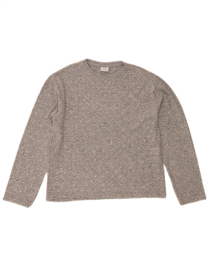 Zara Girls Crew Neck Jumper Sweater 11-12 År Grå Polyester