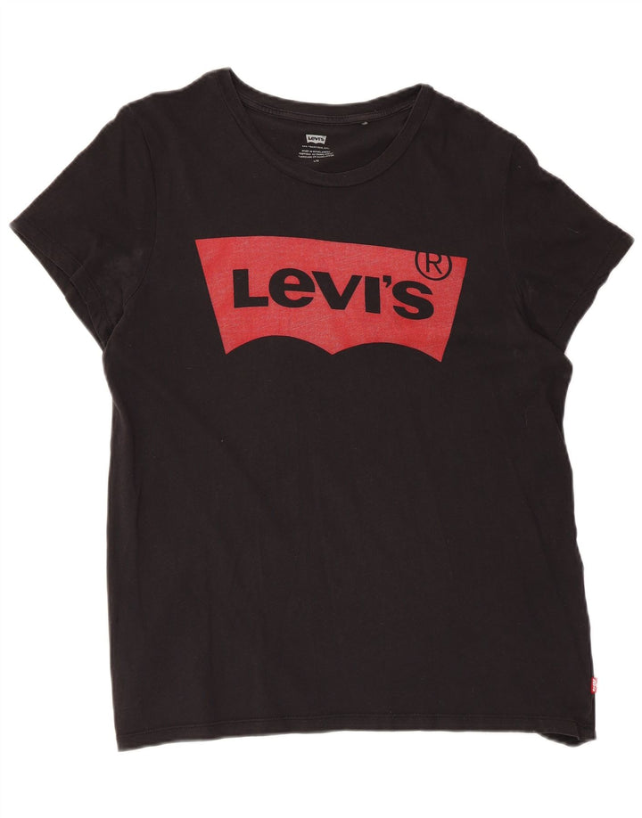 Levi's Dame Grafisk T-Shirt Top UK 14 Stor Sort