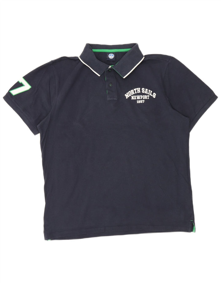 North Sails Herre grafisk poloshirt Stor marineblå bomuld