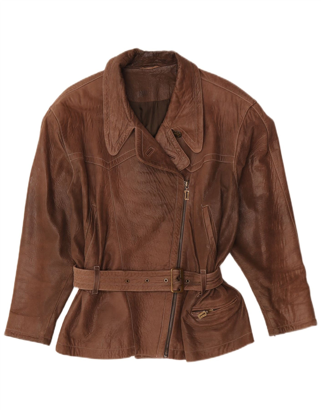 Maze Dame Oversized Læderjakke EU 38 Medium Brun Læder