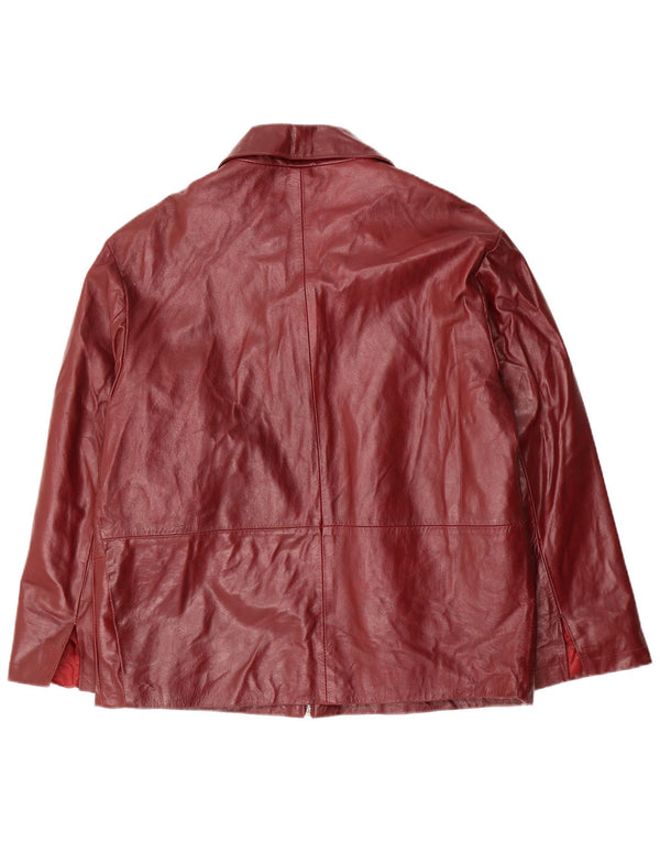 VINTAGE Dame Læderjakke UK 18 XL Burgundy