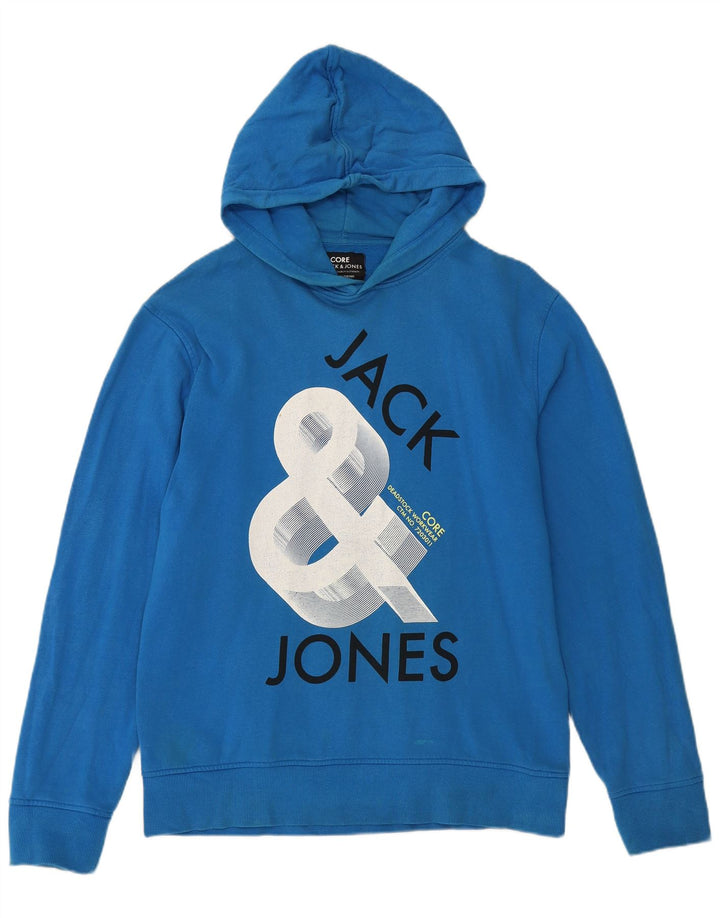 JACK & JONES Grafisk hættetrøje til mænd XL Blå bomuld