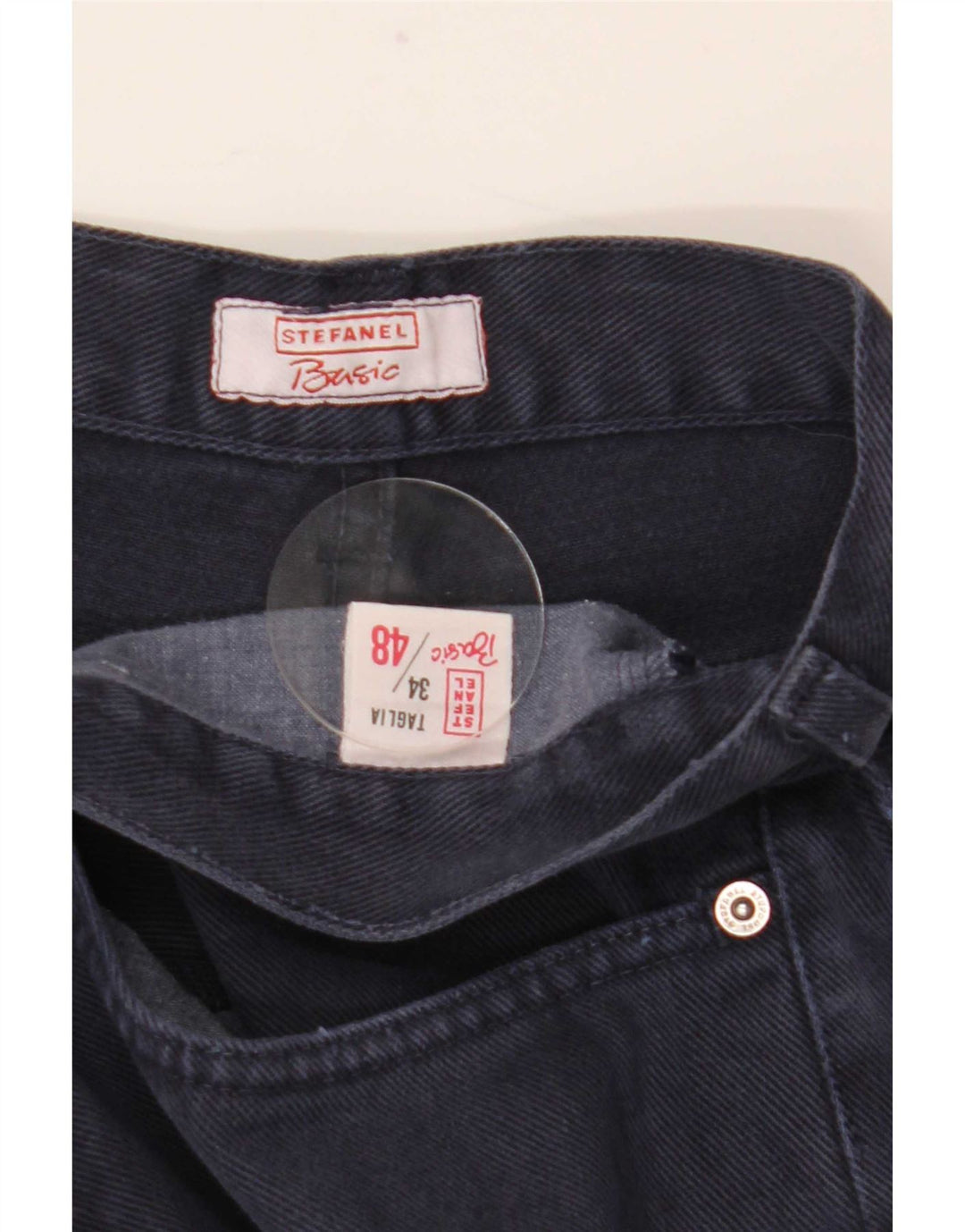 Stefanel Herre Straight Jeans IT 48 Medium W34 L34 Marineblå Bomuld