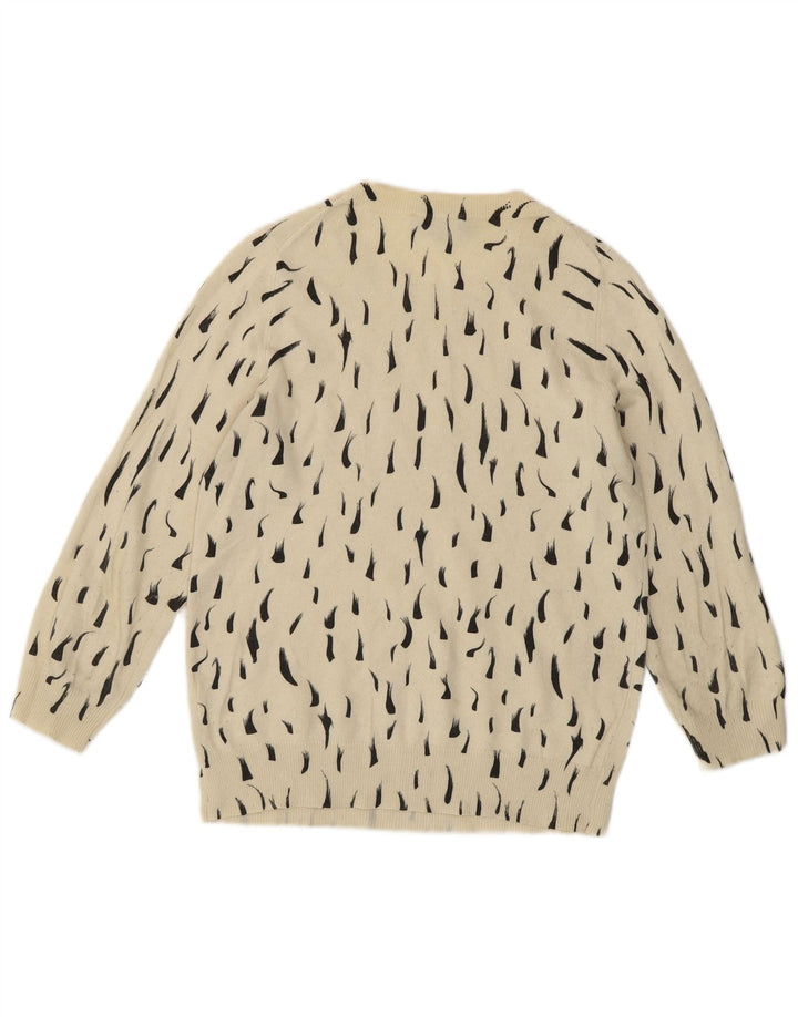 Jaeger dametrøjetrøje med rund hals DK 8 Lille off-hvid plettet bomuld