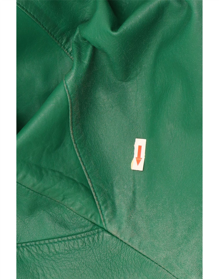 Vintage dameoversize læderfrakke UK 20 2XL Grønt læder