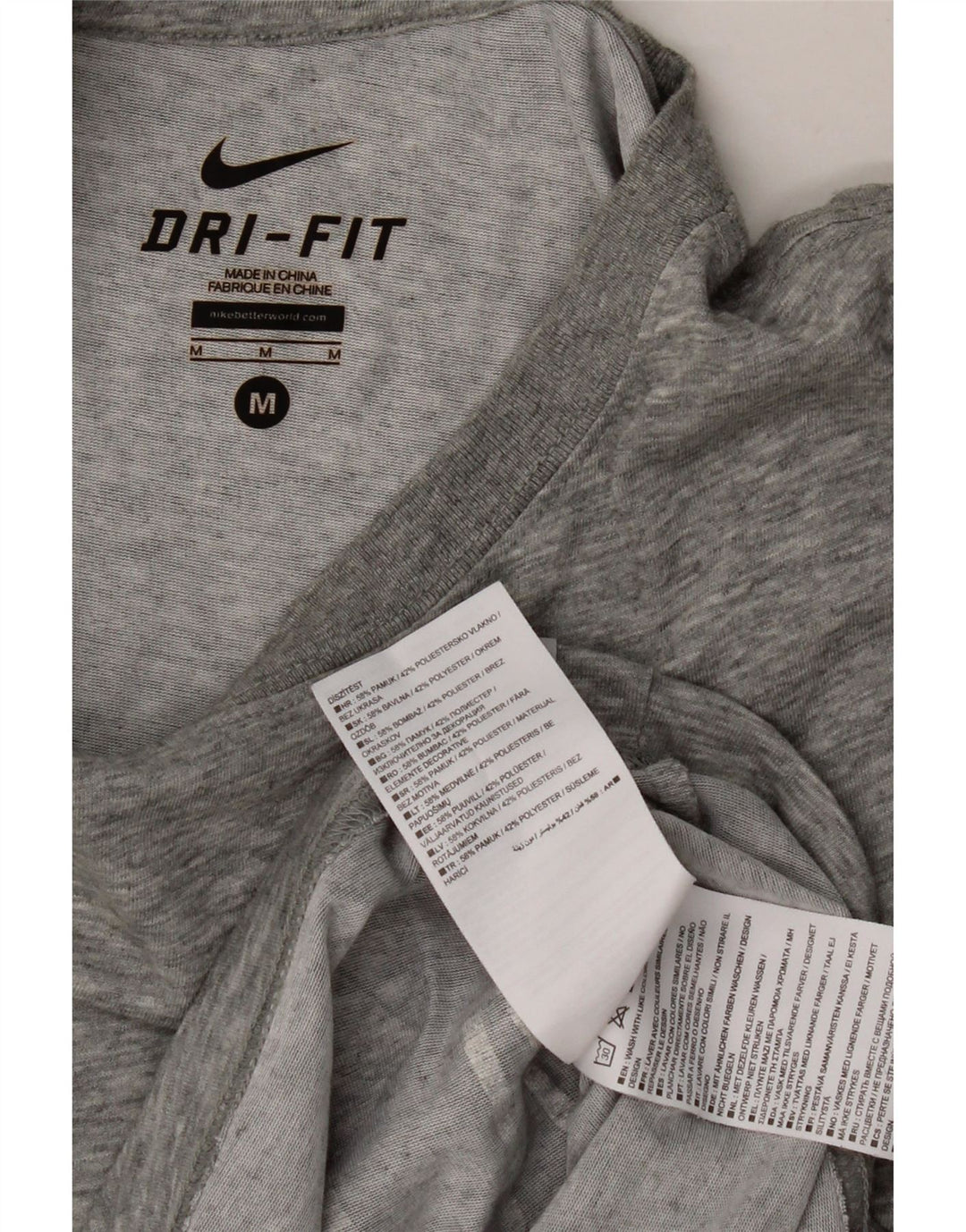 NIKE Mens Dri Fit Graphic T-Shirt Top Medium Grey Cotton Vintage Nike and Second-Hand Nike from Messina Hembry 