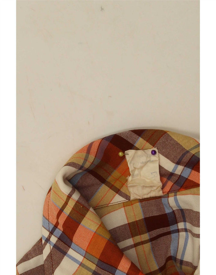 Vintage Kvinders Ærmeløs Skede Kjole IT 42 Medium Orange Ternet Polyester