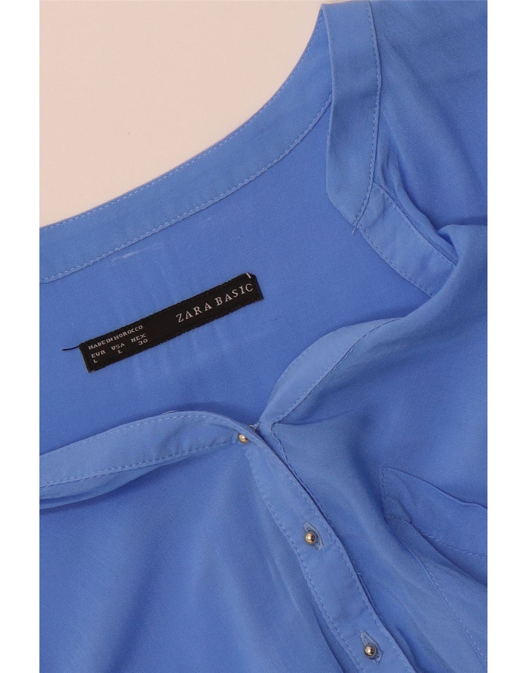 ZARA Womens Long Sleeve Blouse Top UK 16 Large Blue