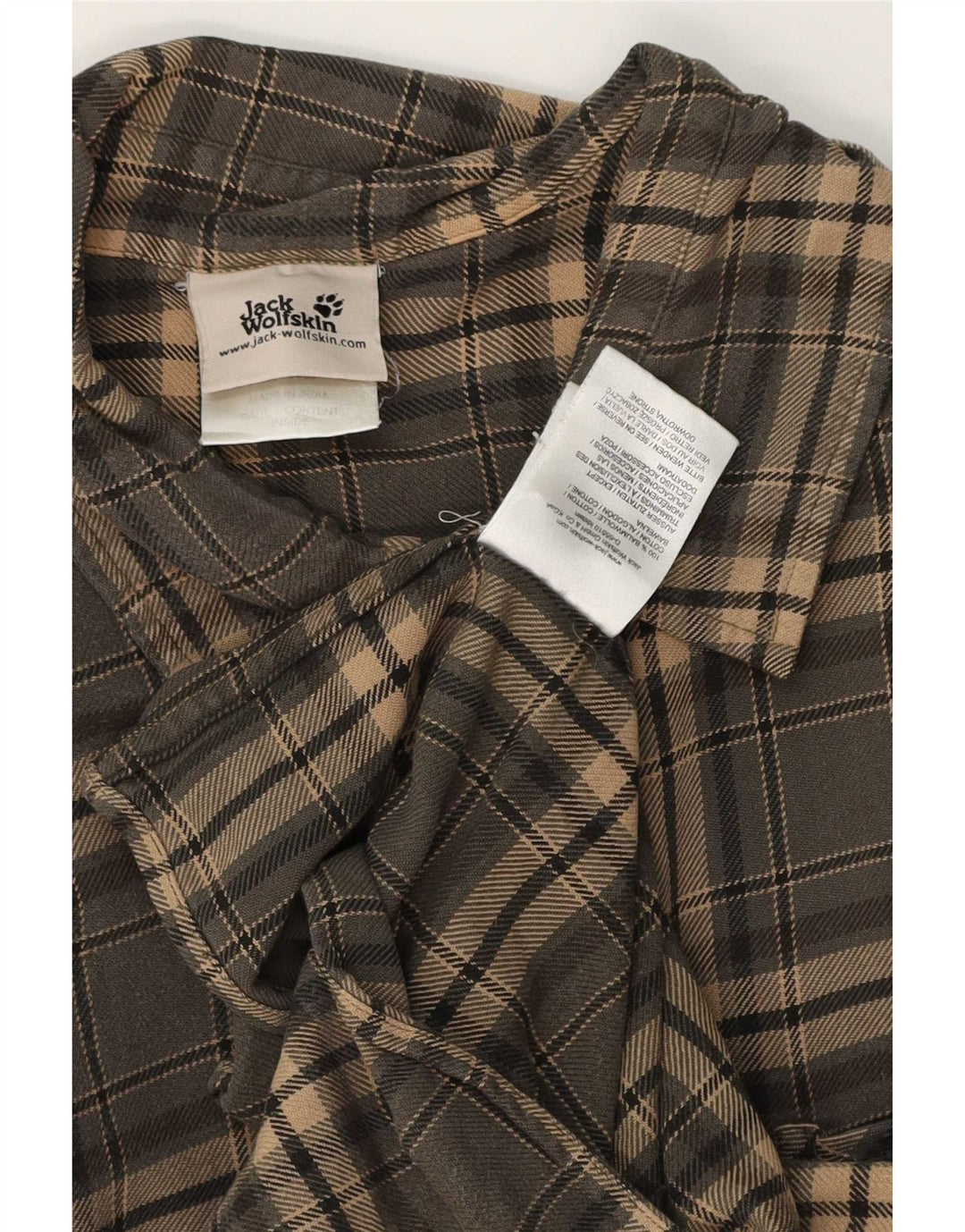 Jack Wolfskin Herre flannelskjorte XL Grå ternet bomuld