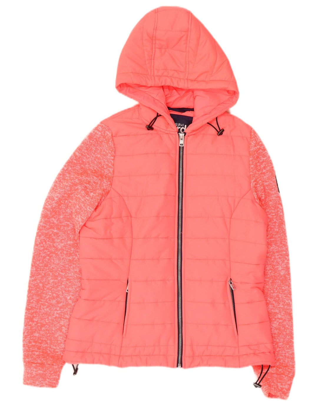 Superdry Bomberjakke med hætte til kvinder UK 8 Small Pink Flecked Nylon