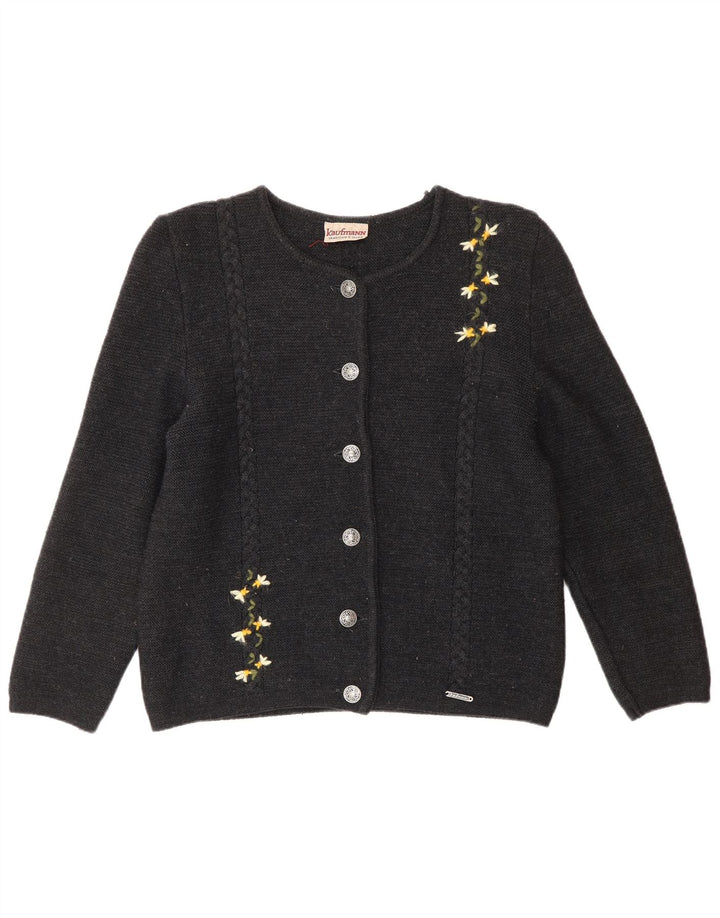 KAUFMANN Dame cardigan sweater IT 44 Mellemgrå blomsteruld