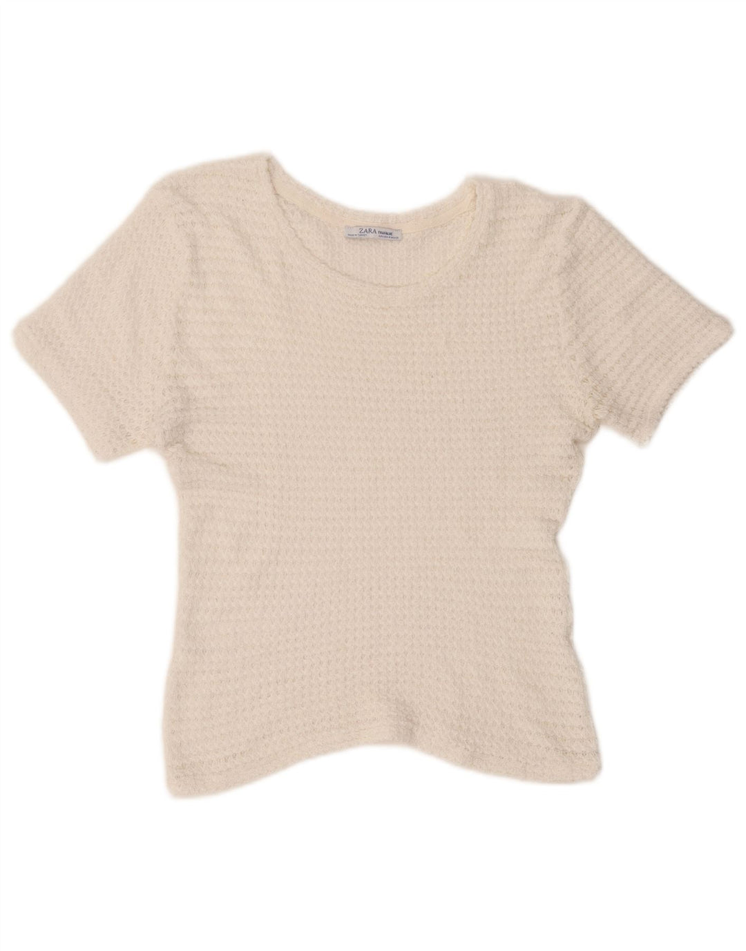 Zara Dame Trafaluc Knit Bluse Top UK 14 Medium White
