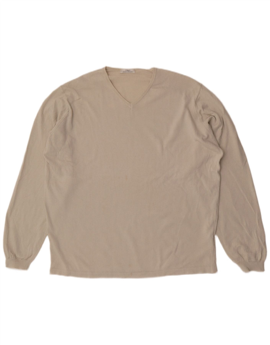 Marks & Spencer Herre Top Langærmet XL Beige Bomuld