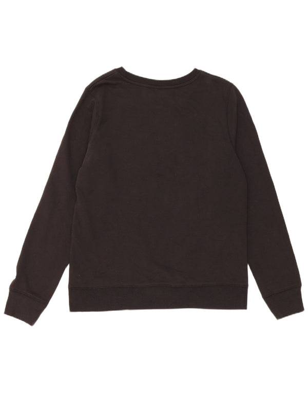 Champion Dame Grafisk Sweatshirt Jumper UK 12 Medium Sort Bomuld