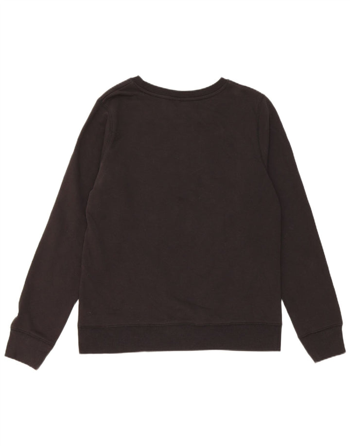 Champion Dame Grafisk Sweatshirt Jumper UK 12 Medium Sort Bomuld