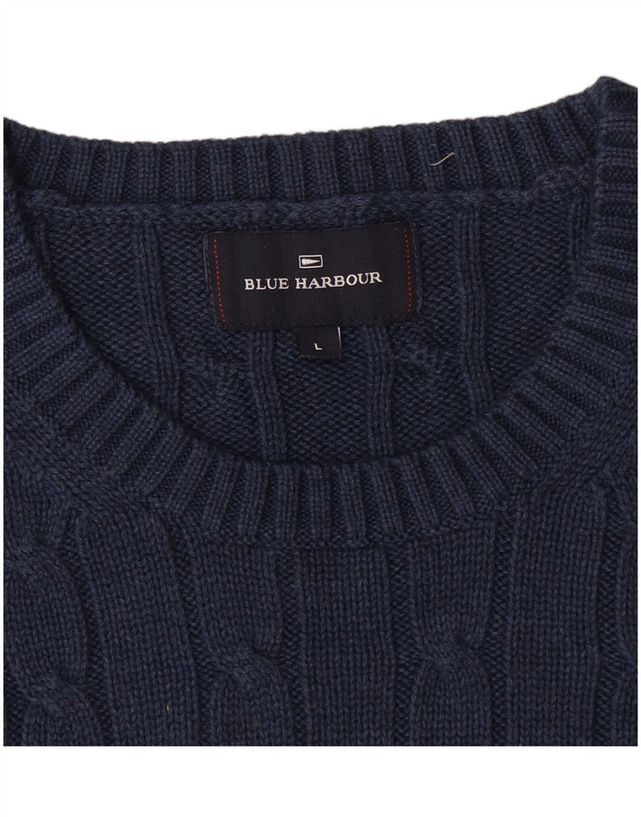 Marks & Spencer Herre Blue Harbor Crew Neck Jumper Sweater Large Navy Blue