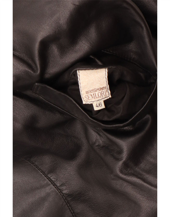 Vintage dameoversize vendbar læderfrakke IT 46 Large Black