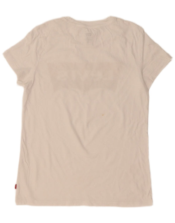 Levi's Dame Grafisk T-Shirt Top UK 10 Small White