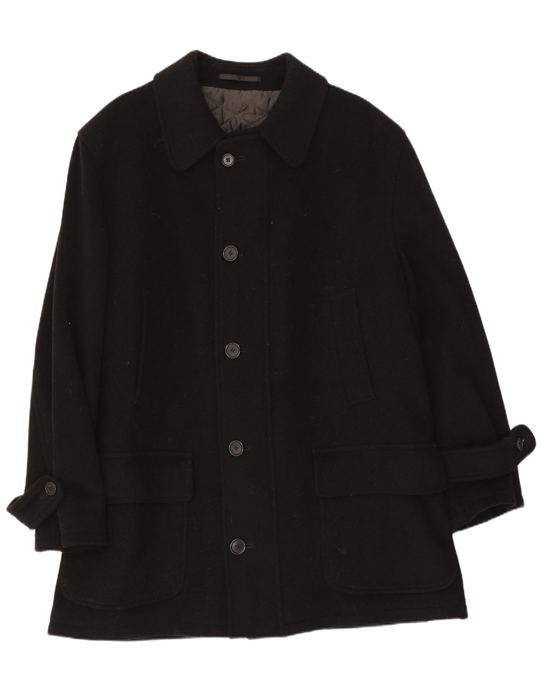 Pierre Cardin Herre Overfrakke IT 50 Stor Sort Uld