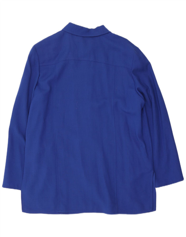 Vintage Womens 5 Button Blazer Jacket IT 48 XL Blue Virgin Wool