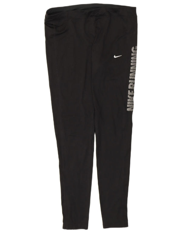 NIKE Dri Fit grafiske leggings til kvinder UK 18 XL sort polyester