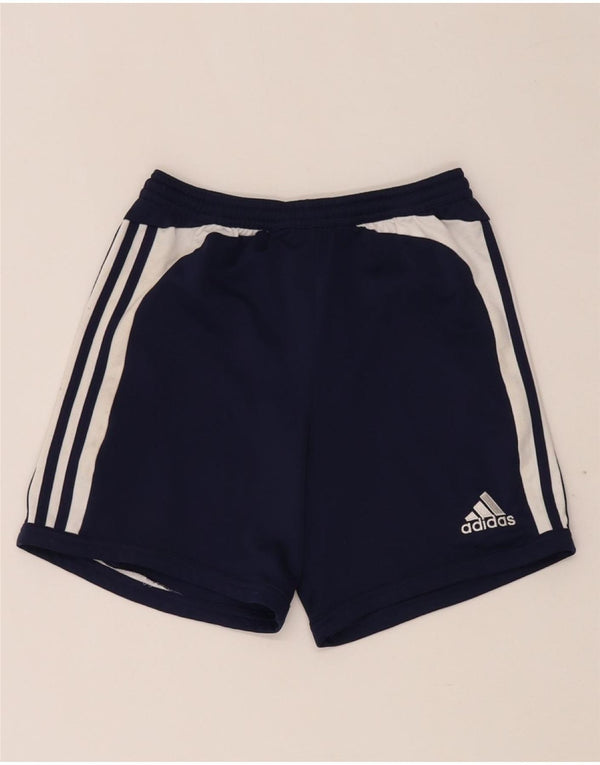 ADIDAS Womens Climalite Sportshorts UK 12 Medium Navy Blue Colourblock