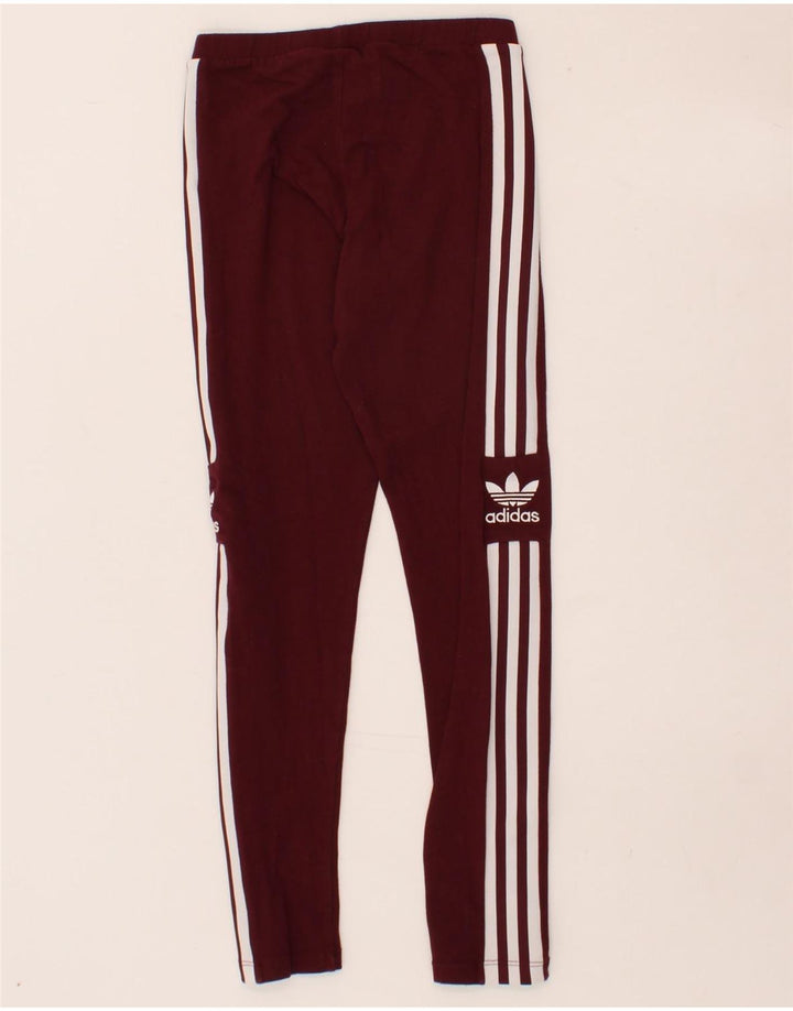ADIDAS Womens Graphic Leggings UK 8 Small  Maroon Cotton Vintage Adidas and Second-Hand Adidas from Messina Hembry 