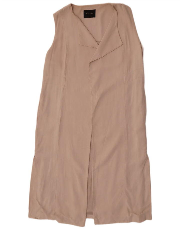 Massimo Dutti Dame Longline ærmeløs blazerjakke UK 14 Medium Beige