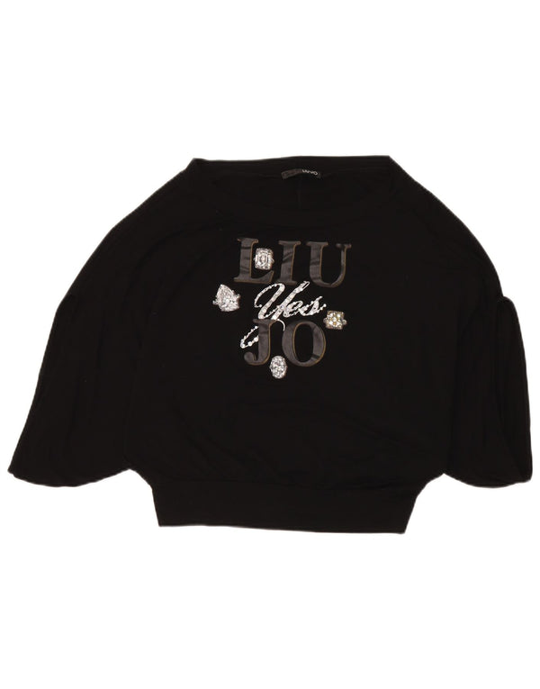 Liu Jo Dame Batwing Grafisk Top 3/4 ærme IT 40 Small Black Viscose