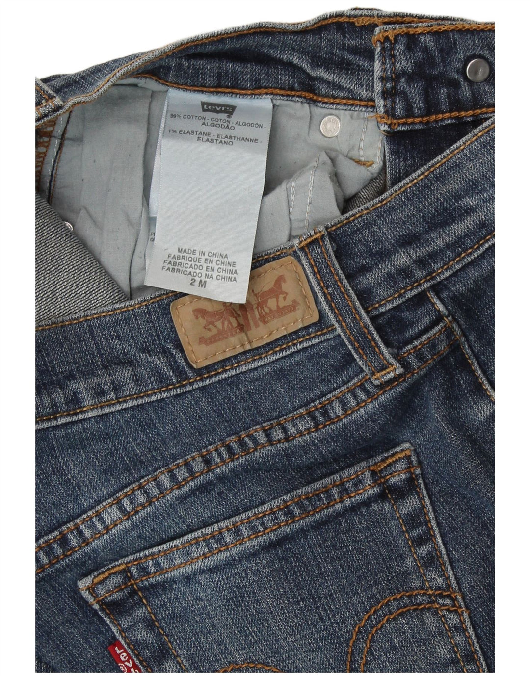 LEVI'S Dame 505 lige jeans US 2 XS W25 L31 Blå Bomuld
