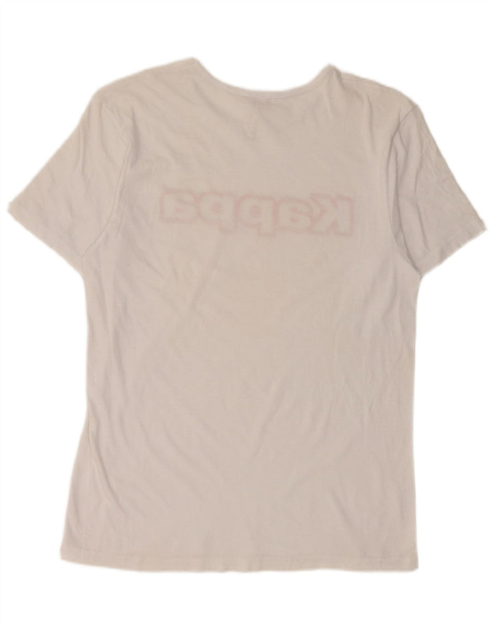 Kappa Dame Grafisk T-Shirt Top UK 14 Medium Hvid Bomuld
