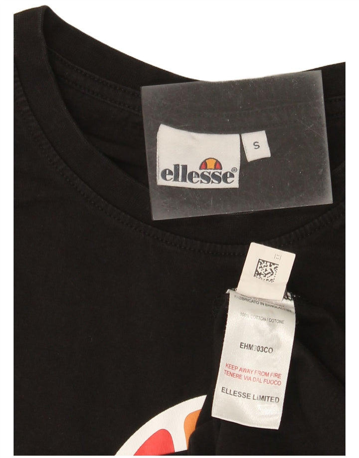 Ellesse Herre Grafisk T-Shirt Top Lille Sort Bomuld