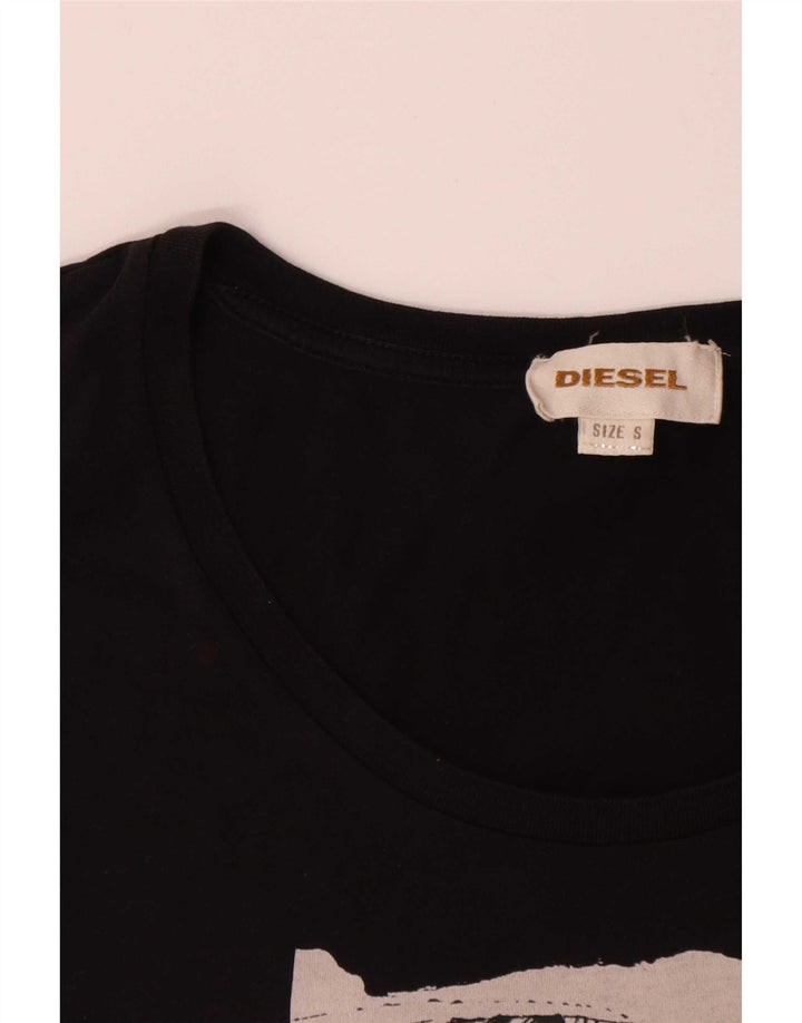Diesel Dame Grafisk T-Shirt Top UK 10 Lille Sort