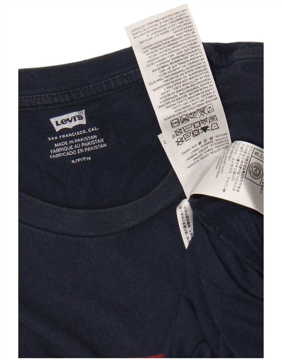 LEVI'S Mens Graphic T-Shirt Top Small Navy Blue Cotton